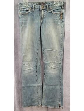 Silver Jeans Kaleidoscope Bootcut 27x35 Blue Distressed Stretch